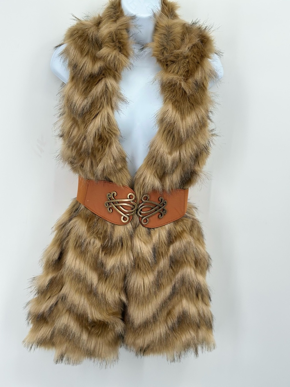 Express Faux Fur Sleeveless Lined Vest Jacket Size XS EUC